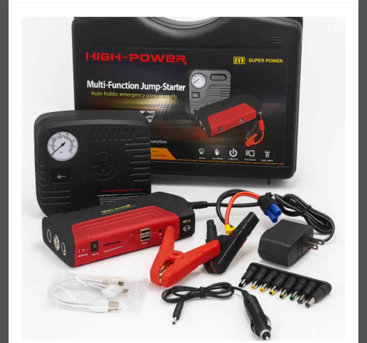 ⚡🚗 Jumper de Batería y Compresor Portátil 2 en 1 🚗⚡